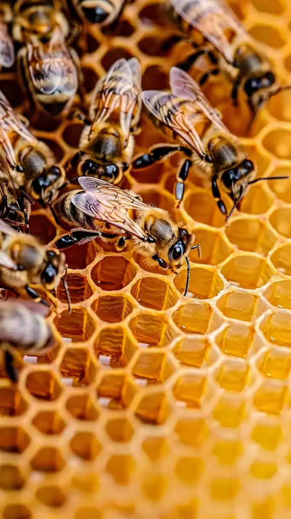 close-up-view-of-the-working-bees-on-honeycells-selective